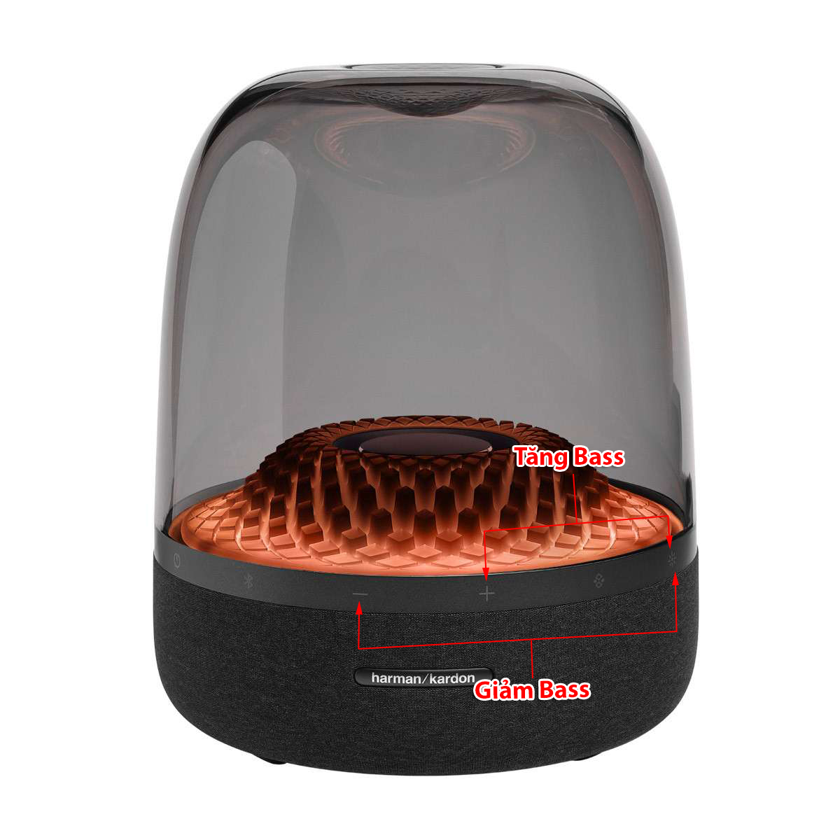 tăng giảm bass trên loa aura 4